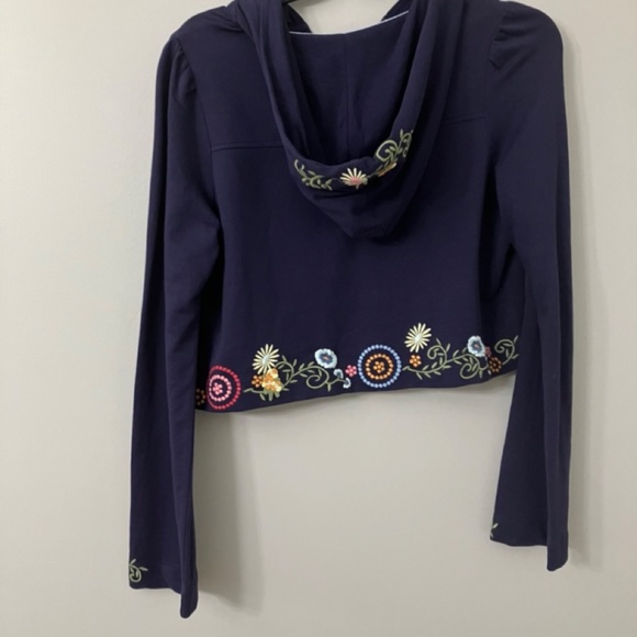 Saturday Sunday Anthropologie Floral Embroidered Cropped Hoodie, S - Picture 2 of 3